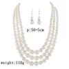 Multi -lager White Simulated Pearl Necklace örhängen smycken set för kvinnor brud överdrivna fest halsband örhängen set smyckespresentationspris pris