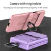 Luxury Sliding Window Armor Vogue Phone Case for Samsung Galaxy Folding Z Flip3 Flip4 5G Magnetic Hinge Heavy Duty Rugged Ring Holder Bracket Fold Shell Shockproof