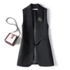 C5605 Spring Autumn Women's Casual Blazer Vest Coat Lapel Collar Sleeveless Ytterkläder Löst ol Blazer Coats Waistcoat Jacket med broschgåva