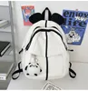 Backpack japonês ouvidos fofos feminino de couro macio mochilas mochilas designer de luxo Back Pack Saco de laptop Viagem de grande capacidade