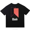 Diseñador Moda Ropa Camisetas Camiseta Versión correcta Rhude 2xs Minimalista Personalizado Impreso Manga corta Americano Casual Cuello redondo Algodón Camiseta Algodón Str