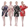 Dames slaapkleding kimono gewaad jurk print bloemenbadjas voor vrouwen sexy satijn nachtwear v-neck korte intieme lingerie comforty los