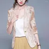 Women's Suits Women Autumn Blazer Single Button Half Sleeves Thermal Notch Collar Lady Spring Coat For Shopping