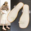 Slippers Korean Version Transparent One Line Pearl With Toe Clip For Summer 2023 Wearing Sandals Skirt And Beach Shoes P-T09