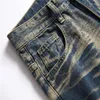 Jeans pour hommes hommes cravate et teinture déchiré Denim à la mode Streetwear trous en détresse bleu pantalon droit décontracté coton pantalon