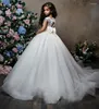 Girl Dresses Sparkly Beading Flower For Weddings Lace Appliqued Little Kids Gowns Sweep Train First Communion Dress