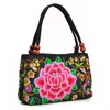 Taille Taschen Mode Stickerei Frauen Kleine Handtaschen National Floral Gestickte Dame Top-griff Einschichtige Perlen Träger