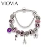 Bracelets porte-bonheur VIOVIA haute qualité cristal fer tour perles Fit Bracelet clé et serrure Original pour les femmes bijoux à bricoler soi-même B16008