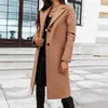 Women's Wool & Blends 2023 UK Style Women Long Coat Plus Size Autumn Winter Classic Turn Down Collar Trench Robe Outerwear