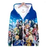 Felpe con cappuccio da uomo Novità Anime Uomo Donna Felpa con cappuccio oversize Harajuku Sword Art Online SAO 3D Cerniera Abbigliamento classicoUomo