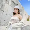 Cappelli a tesa larga 2023 Cappello da sole estivo da donna giapponese M lettera strass femminile berretto di paglia da donna cappellino da sole spiaggia per le donne