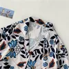 Men's Casual Shirts Women Floral Blue Shirt Summer Fashion Print Short Sleeve Button Up Men Loose Leisure Hawaiian Harajuku Blouses Tops