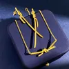 Designermarke Tiffays Knoten Halskette Frauen Ins Wind plattiert 18K Gold Kreuz glatt gleiche Kragenkette