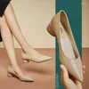 Dress Shoes Universe K203 Latest Arrival Low Heel Genuine Leather Office Lady Pointed Toe Pumps Comfort Solid Fancy Elegant