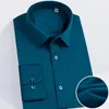 Men's Dress Shirts Men's Cotton Classic Non Iron Solid Shirt Pocket-less Design Long Sleeve Standard-fit Male Formal Business Social