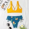 Komórka pływacka dla kobiet dla kobiet letnie ubrania damskie Dwuczęściowy zestaw bikinis dna z kokardką Kobieta