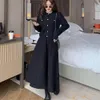 Capris Vita alta Donna Inverno Maglia di lana Gonne lunghe Faldas Jupe Femme Saia Coreano Ufficio Donna Vintage Gonna nera con tasca