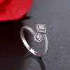 Anello aperto con diamanti di cristallo quadrati e rotondi per Pandora Autentici gioielli in argento sterling per feste Anelli di design per donne Fidanzata Anello regalo con scatola originale