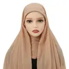 Capa do pescoço lenço hijab com tampa anexada chiffon headwrap muçulmana feminina véu turbante subscarf roupas islâmicas damas