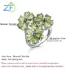 Cluster Rings Fashion Custome Flower Ring Jewelry Natural Peridot Gemstone 925 Sterling Silver Women