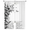 窓のためのカーテン黒と白の竹の薄いカーテンチュールリビングルームの寝室の子供の装飾
