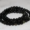 Link Bracelets High Quality Natural Black Obsidian 6mm Round Stone Beads Multilayer For Men Women Elegant Jewelry 18inch B2897