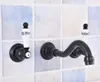 Bathroom Sink Faucets Double Ceramic Handle Wall Mounted Oil Rubbed Bronze Faucet & Cold Water Taps Basin Mixer Tap Tsf496