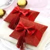 Confezioni regalo 50/100 pezzi rosso beige a forma di cuscino Happy Christmas Candy Box Bag Color Paper Cookies Boxes