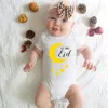 Rompers 2023 My First Eid Cute Baby Short Sleeve Bodysuit Cotton Born Girl Boy 1st Outfit Ramadan Party Clothes Gifts