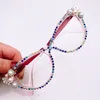 Hot selling diamond and pearls decorative clear lenses eyeglass Butterfly frame Luxury Sparkling gorgeous gift glass anti-blue vocation party High Quality 4 color