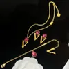 Crystal Water Droplets Pendant Necklace Bracelet Earring Ear Studs Sets Letter Banshee 18K Gold Plated Wedding Birthday Festive Party Designer Jewelry HMS8 -021