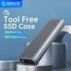 Enceinte ou outil Orico Free Aluminium M2 NVME SSD Enclosure 10 Gbps PCIE Type C M.2 Case SSD NVME M Clé Solid State Drive Case Support Uasp