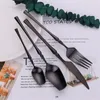 Dinnerware Sets 24Pcs Matte Western Cutlery Frosted Set Black Stainless Steel Kitchenware Knife Fork Spoon Flatware