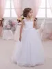 Fille Robes Blanc Tulle Sainte Première Communion Robe Pour Princesse Personnalisé Fleur De Mariage Sans Manches Enfants Pageant Robes Longo