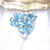 Cluster Rings Fashion Custome Flower Ring Jewelry Natural Peridot Gemstone 925 Sterling Silver Women
