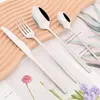 Zestawy zastaw obiadowych 24 -pc. Nóż widelca łyżka herbaty Zestaw Cutlery Black Gold Mirror ze stali ze stali ze stali nierdzewnej Western Party Kitchen Strewa