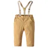 Pakken babyjongens set katoenen lange mouw bloususpender broek kinderen heren outfits formele feestkostuums 230526