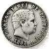 البرتغال 1891 500 ريس كارلوس I Silver Copy Copy Coins