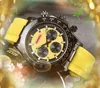 2024 Cool cronometro quadrante grande orologi 43mm movimento al quarzo giapponese orologio da uomo colorato elastico daydate Iced Out Hip Hop tutto il crimine auto data orologio regali