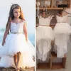 Sukienki dla dziewczynek prawdziwe POS High Low Princess Sukienka Sheer Scyk Flower for Wedding Custom Made