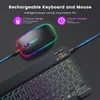 Keyboards draadloos toetsenbord Bluetooth -toetsenbord en muis oplaadbare mini -verlichte toetsenbord ingesteld in Russische draadloos voor iPad Pro Tablet