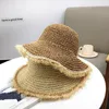 Hattar med bred brätte Sommarsol För kvinnor Vikbar Virkad Stickad Stråhatt Stor Anti-UV Beach Chapeau Femme