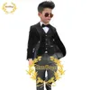 Suits pojkar sammet kostym 3 -stycken formella jacka byxor Vest Business Style Kids Blazer Party Pants Set Costume Enfant 230526