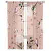 Curtain Pink Flower Bird Spring Bedroom Organza Voile Window Treatment Drapes Tulle Curtains For Living Room Sheer