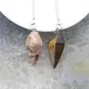 Pendant Necklaces Natural Stone Quartz Healing Pendulum Gem Silver Plated For Divination Cone Crystal Hexagonal Pointed Necklace Jewelry