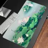 Pads Tapis de souris de jeu grand XXL Lotus Pond clair de lune imprimé tapis de souris Anime avec bord verrouillé en caoutchouc naturel doux pour tapis de bureau des joueurs