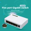 Controllo 5 porte Porta Gigabit Mini Switch Network Switch da 1000 Mbps Ethernet Smart Switcher Performance con adattatore di alimentazione