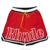 Дизайнерская короткая модная повседневная одежда Пляжные шорты Rhude American Sports Shorts Mens High Street Fashion Brand Loose Hip Hop Basketball Sports Mesh Capris Joggers