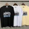 Designer Fashion Clothing Tees Tshirt Rhude Casino Hd Castle Print T-shirt Cotton Streetwear Tops Casual Sportswear Rock Hip hop for sale