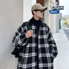 Hommes laine mélanges automne hiver laine manteau hommes mode rétro Plaid coréen ample court hommes veste pardessus M-2XL
